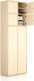 Nadstavba pre skrine FRAME, 4x dvere, 872 x 450 x 854 mm, PUSH-lock, breza