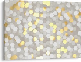 Obraz - Zlato-biele hexagóny (70x50 cm)