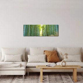 Obraz - Bambusový les (s hodinami) (90x30 cm)