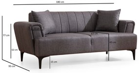 Dvoumístná pohovka Hamlet 180 cm šedá