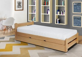 Jednolôžková drevená posteľ Relax s úložným priestorom, 90x200