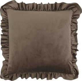Zamatová obliečka na vankúš Mocca s volánikmi – 45*45 cm