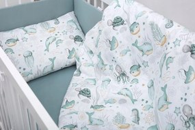 Detské bavlnené obliečky do postieľky 120x90 cm BABYMAM PREMIUM - Morský svet