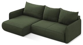 Zelená rozkladacia/s úložným priestorom rohová pohovka (ľavý roh) Nanea – Makamii