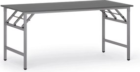 Konferenčný stôl FAST READY, 160x80 cm, sivostrieborná podnož, grafit