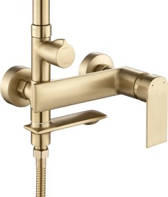 Rea Veneta, vaňová/sprchová súprava s dažďovou hlavovou sprchou a ručnou hlavicou, zlatá matná, REA-P3003