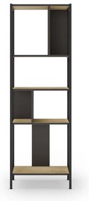 Knižnica v dekore duba v čierno-prírodnej farbe 58x175 cm Alabama – Marckeric
