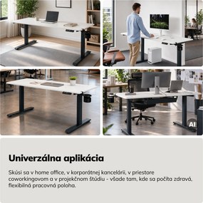 Elektrický stôl s nastavením výšky ergonomický antracitovo-bieli, 1600x800 mm: ARIA