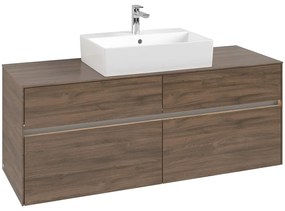 VILLEROY &amp; BOCH Collaro závesná skrinka pod umývadlo na dosku (umývadlo v strede), 4 zásuvky, s LED osvetlením, 1400 x 500 x 548 mm, Arizona Oak, C131B0VH