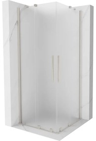 Mexen Velar Duo, sprchový kút s posuvnými dverami 90 x 90 cm, 8mm sklo námraza, brúsená oceľ, 871-090-090-32-97