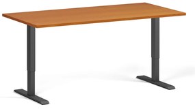 Výškovo nastaviteľný stôl, 160x80 cm, 1 motor, čierna podnož, čerešňa