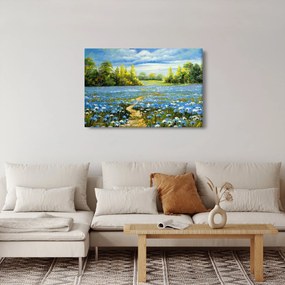 Obraz - Cestička v poli, olejomaľba (90x60 cm)
