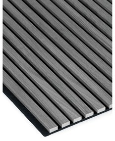 Drevený akustický panel, 2400 x 600 mm, čierny podklad, balenie 5 ks, dub grafitový