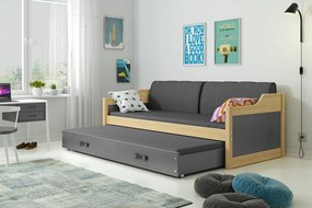 BMS Group Detská posteľ s prístelkou DÁVID 200 x 90 cm borovica grafitová