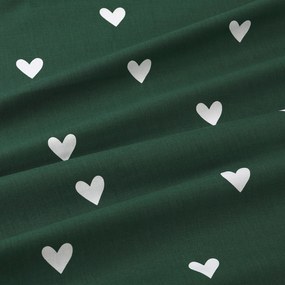 Goldea vianočný okrúhly obrus 100% bavlnené plátno - srdiečka na tmavo zelenom Ø 130 cm