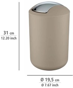 Wenko Odpadkový kôš s výkyvným vekom Brasil 6,5 l, taupe