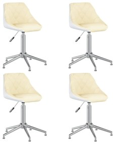Otočné jedálenské stoličky 4 ks krémové a biele umelá koža