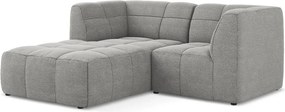 Sivá rohová pohovka z textílie buklé (ľavý roh/s leňoškou) Aloha – Makamii