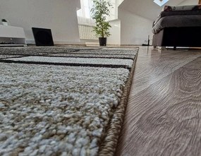 Moderný koberec s kockovaným vzorom Rio 685A béžovo-hnedý Rozmer: 120x170 cm