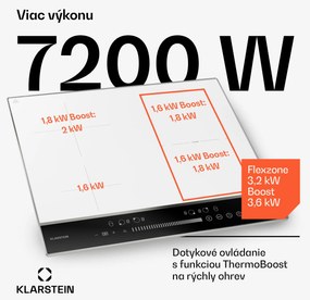 Klarstein DualTone Hybrid indukčná varná doska, Flex Zone, LED displej, Ovládanie posuvníkmi, 7200 W