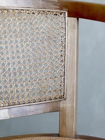 Antik drevená stolička s výpletom a opierkami na kolieskach Old French chair - 62*62*92 cm