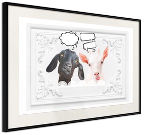 Artgeist Plagát - Funny Goats [Poster] Veľkosť: 90x60, Verzia: Čierny rám s passe-partout