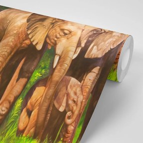 Samolepiaca tapeta slonia rodinka - 300x200