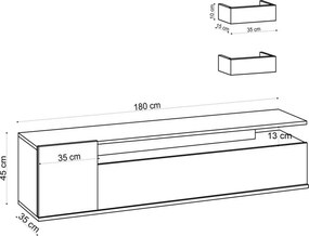 Alika Oak TV stolík s policami