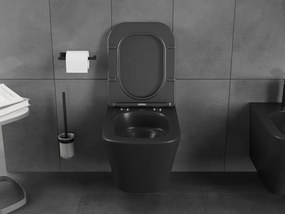 Mexen Teo, závesná WC misa 510x345x340 mm, Rimless Tornádo + WC sedadlo z duroplastu, čierna matná, 30850685T
