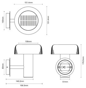 Zuma Line WT33111 - LED Solárna nástenná lampa BLUET LED/2,5W/2000mAh IP44 čierna