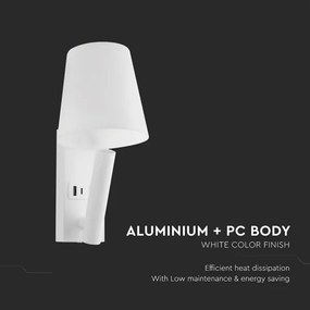 LED nástenné svietidlo s USB portom LED/2W/230V 3000K biela