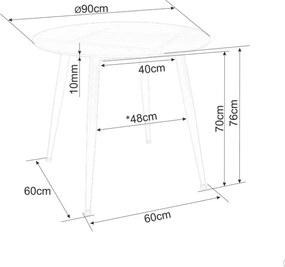 Okrúhly jedálenský stôl NELVO 90 cm, travertín/kašmír