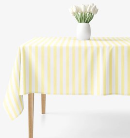 Goldea hranatý obrus 100% bavlnené plátno - žlté prúžky 140 x 220 cm