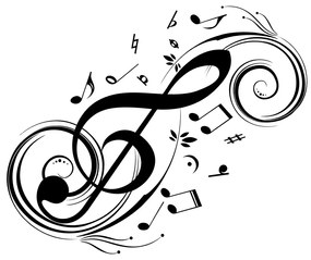 Veselá Stena Samolepka na stenu na stenu Husľový kľúč