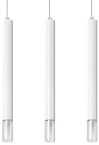 Závesné svietidlo Wezyr, 3x sklenené/biele kovové tienidlo