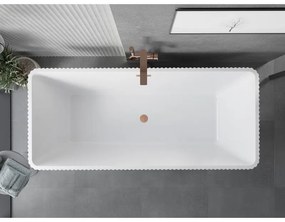Mexen Tava, voľne stojaca ryhovaná vaňa 170 x 75 cm, biela-čierna, medený matný prepad, 52851707575-65