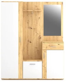 Predsieňová stena so zrkadlom NOLAN dub artisan/biela
