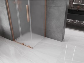 Mexen Velar L, sprchový kút s posuvnými dverami 110 x 110 cm, 8mm sklo námraza, medená matná, 871-110-110-33-65