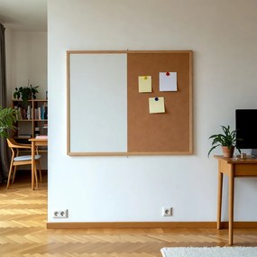 Toptabule.sk  Kombinovaná tabuľa biela v drevenom ráme + 6 farieb rámu 90x60 cm