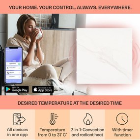 Klarstein Wonderwall Santorini Smart, infračervený ohrievač, 60 x 60 cm, 500 W, týždenný časovač, IP24