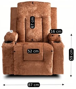 JAKS Masážne kreslo hnedý mikroplyš Box