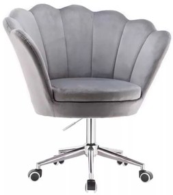 LuxuryForm DESIGN Kreslo FREY VELUR na striebornej podstave s kolieskami - svetlo šedé