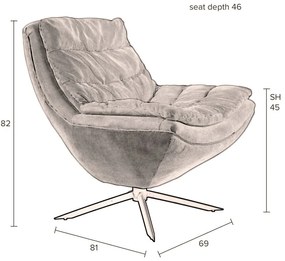 Biele zamatové kreslo Vince – Dutchbone