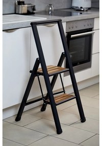 Čierny hliníkový protišmykový skladací rebrík Wenko Stepladder II.