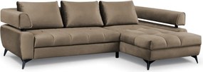Rohová sedacia súprava Paris, svetlo hnedá látka, pravý roh