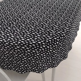 Biante Detský bavlnený oválny obrus Sandra SA-306 Biele obláčiky na čiernom 140x180 cm