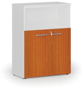 Kombinovaná kancelárska skriňa PRIMO WHITE, 1087 x 800 x 420 mm, biela/čerešňa
