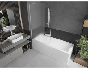 Mexen Next, vaňová zástena 1-krídlová 70 x 150 cm, fixné krídlo, 6 mm námraza sklo, biely profil, 895-070-000-00-30-20