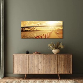 Obraz mosta pri západe slnka (120x50 cm)