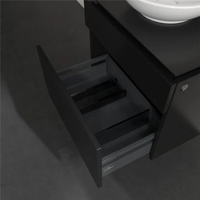 VILLEROY &amp; BOCH Legato závesná skrinka pod umývadlo na dosku (umývadlo v strede), 2 zásuvky, 600 x 500 x 550 mm, Black Matt Lacquer, B56800PD